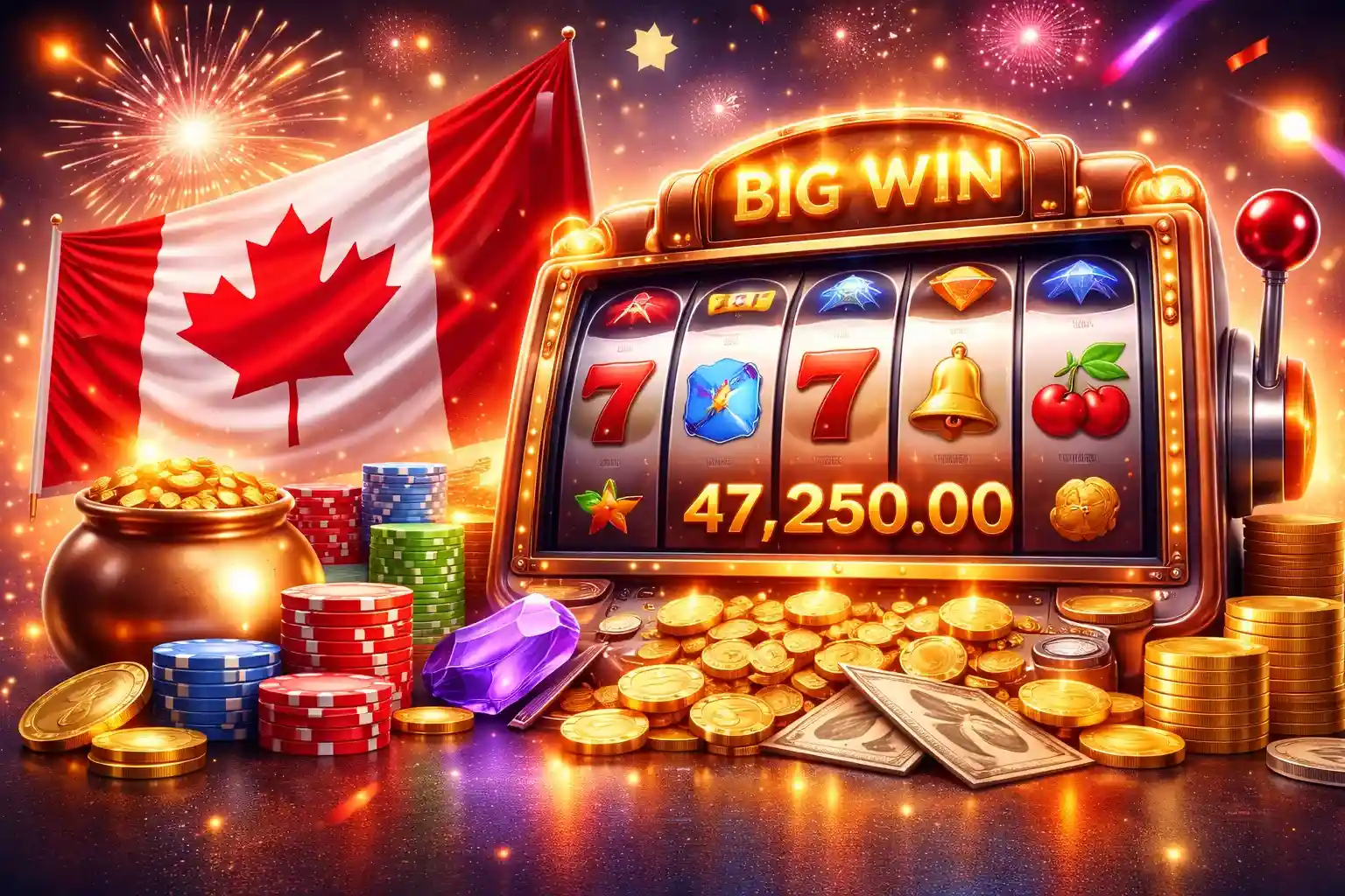 Live casino dealer with roulette and Canadian flag