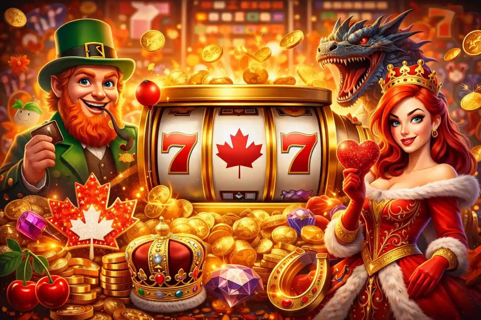 Canadian slots with leprechaun and queen themes
