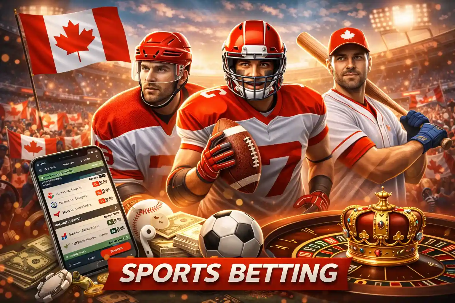 Sports betting stadium scene in Canada